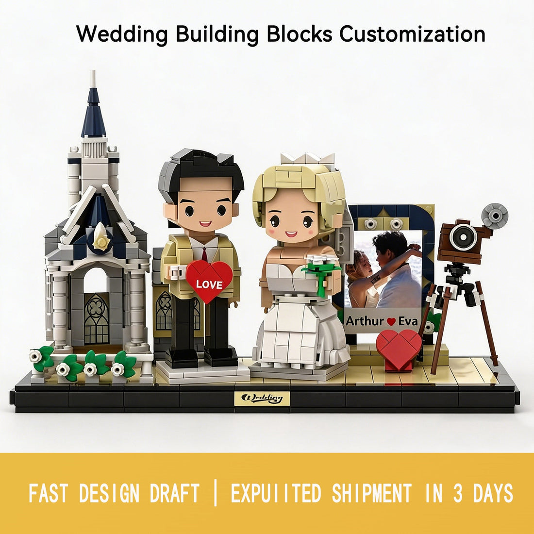 customize wedding and couple building blocks with photos