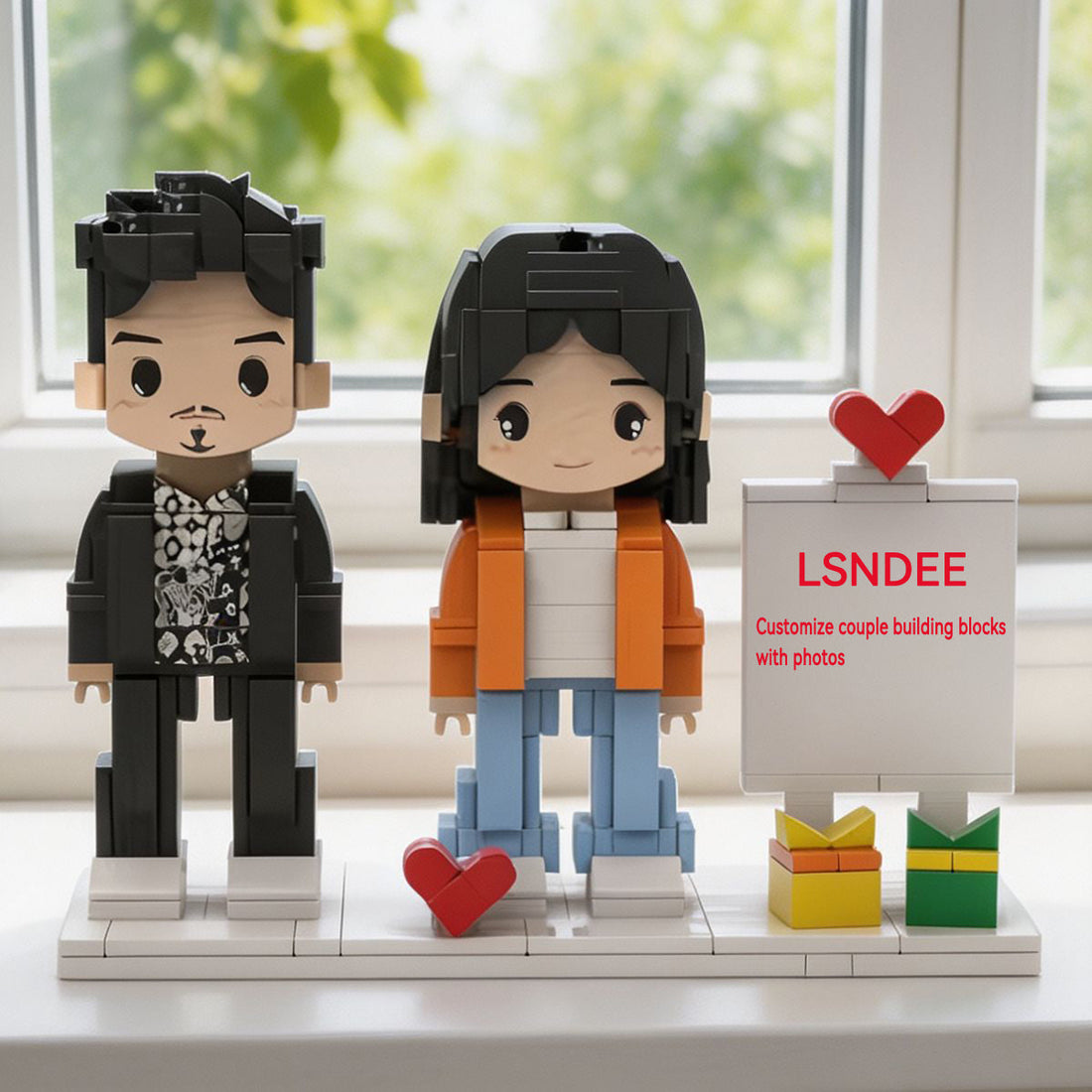 Customize couple building blocks with photos