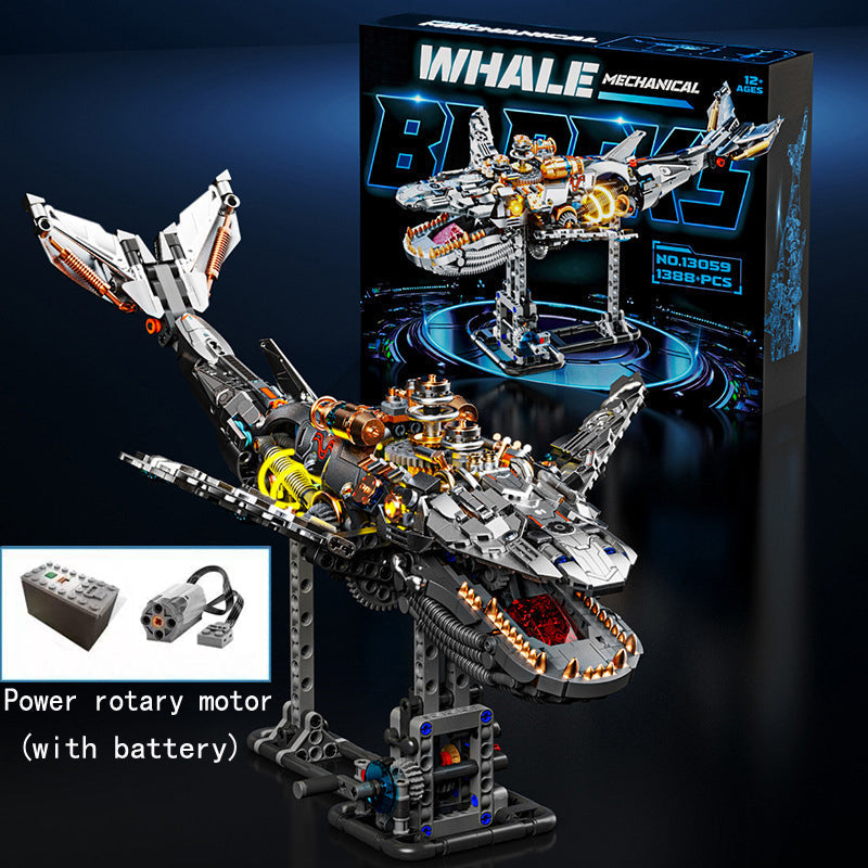 Whale Mechanical Blocks – 1388 PCS Steampunk Building Set with LED Lights & Motor LSNDEE