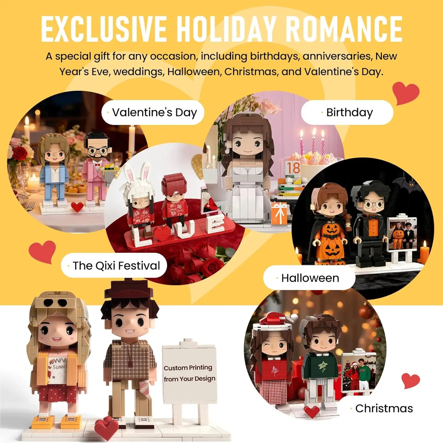 LSNDEE Personalized Photo Custom Building Blocks, Custom DIY Mini Figurines from Your Picture, festival Gift  (with Display Stand and box) LSNDEE