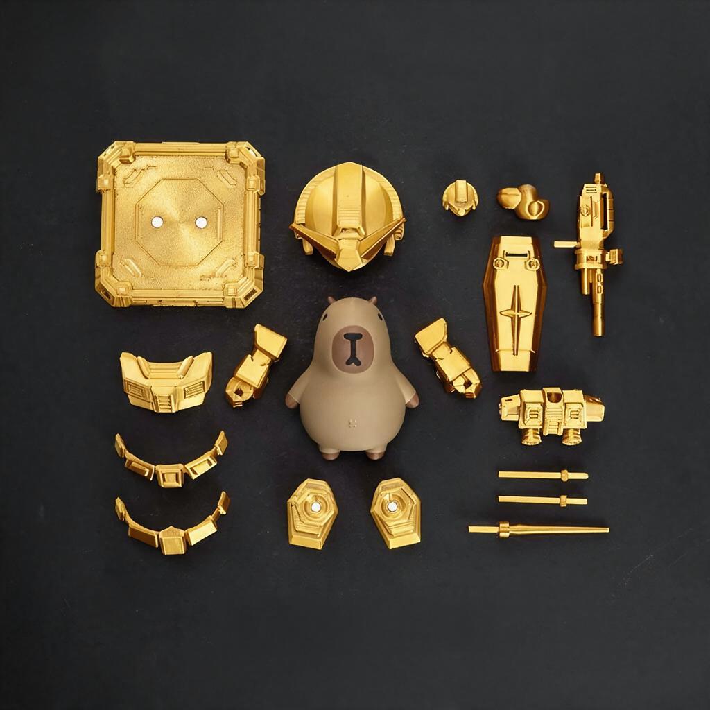 Capybara Mecha Gold Edition – 3D Printed DIY Magnetic Assembly Figure LSNDEE