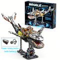 Whale Mechanical Blocks – 1388 PCS Steampunk Building Set with LED Lights & Motor