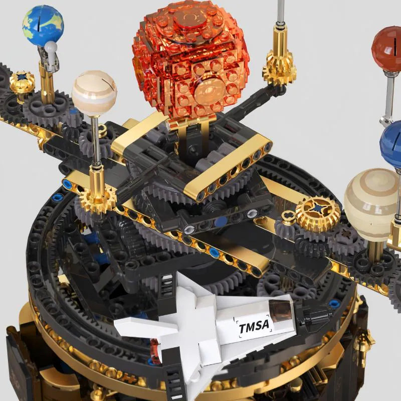 LSNDEE Steampunk Motorized Solar System Orrery Mechanical Building Set, Desktop Ornament Decor,Birthday Gift for Men LSNDEE