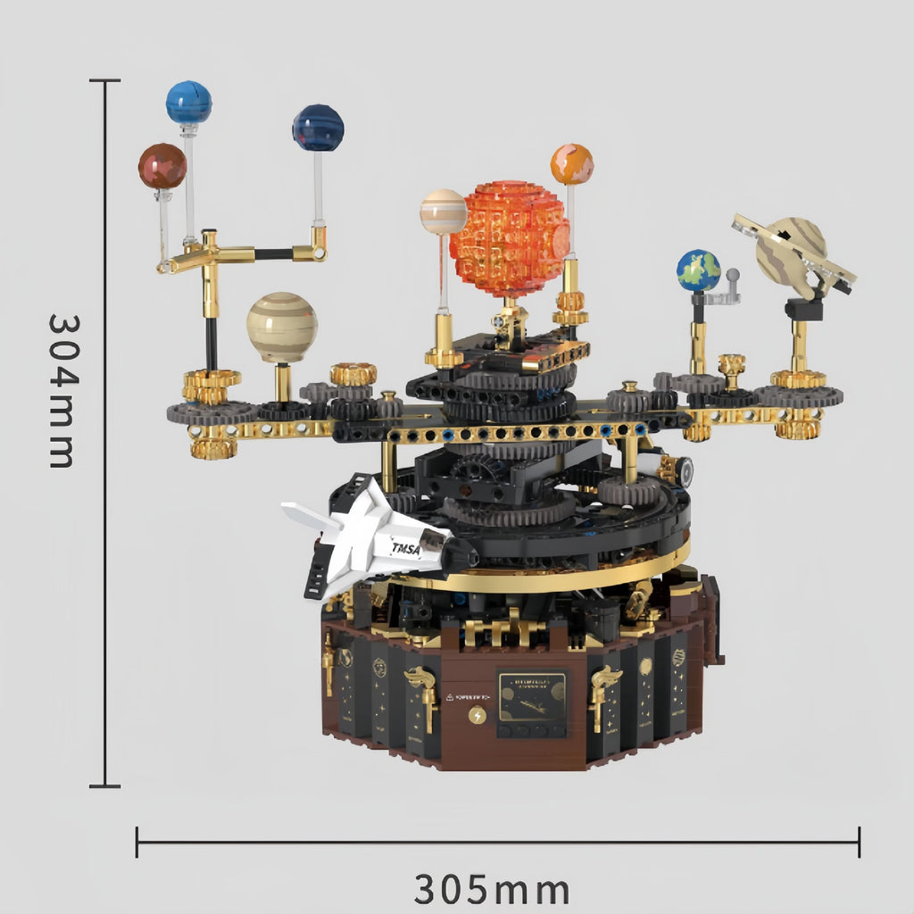 LSNDEE Steampunk Motorized Solar System Orrery Mechanical Building Set, Desktop Ornament Decor,Birthday Gift for Men LSNDEE