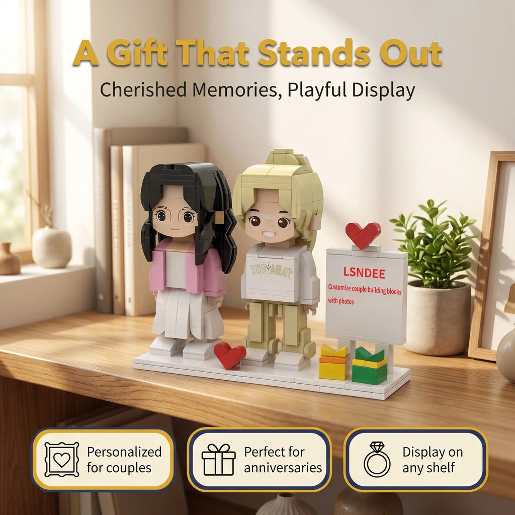 LSNDEE custom couple photo building blocks with Photo, Turn Your Couple Photo Into Custom Brick Art. Personalized Gift for Couples LSNDEE