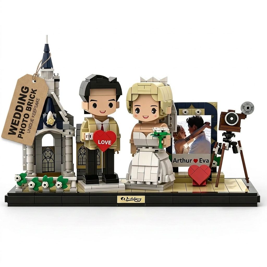 LSNDEE Custom Wedding Building Brick Made from Your Photos, Unique Wedding Keepsake Building Brick, Couple Gift