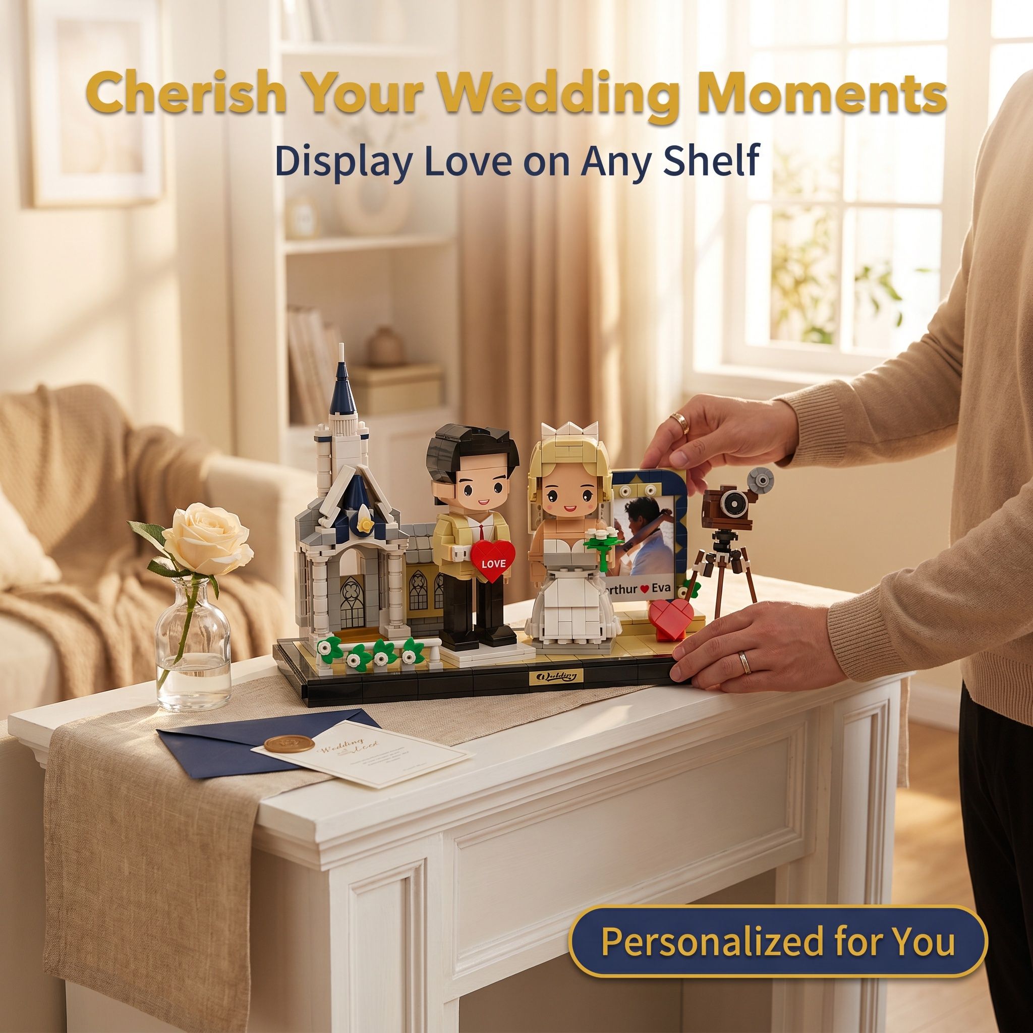 LSNDEE Custom Wedding Building Brick Made from Your Photos, Unique Wedding Keepsake Building Brick, Couple Gift
