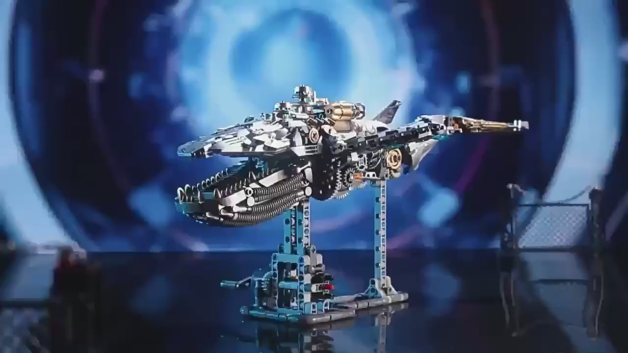 Whale Mechanical Blocks – 1388 PCS Steampunk Building Set with LED Lights & Motor