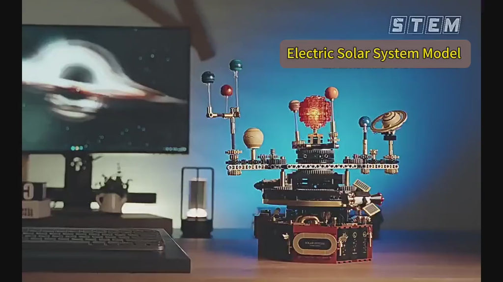 LSNDEE Steampunk Motorized Solar System Orrery Mechanical Building Set, Desktop Ornament Decor,Birthday Gift for Men